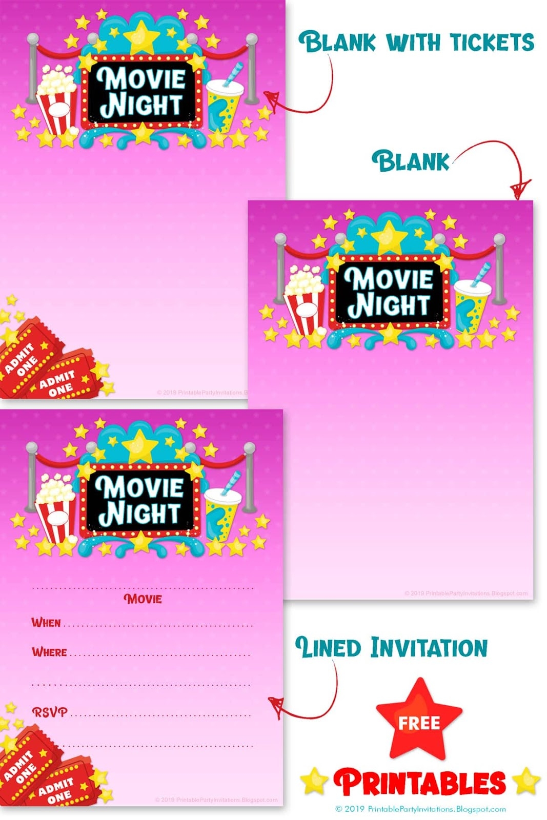 Free Printable Movie Party Invitations