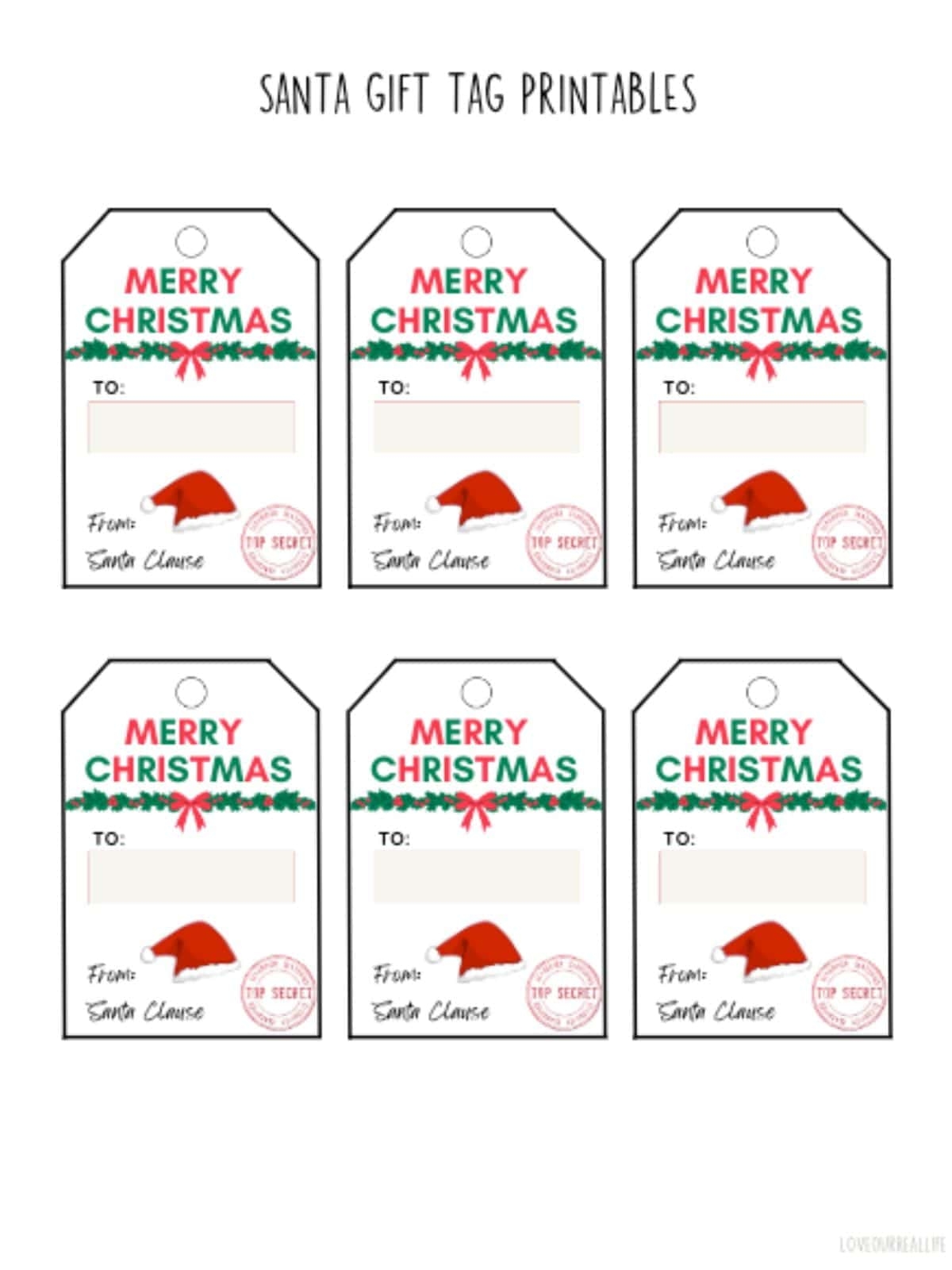 Free Printable Gift Tags From Santa
