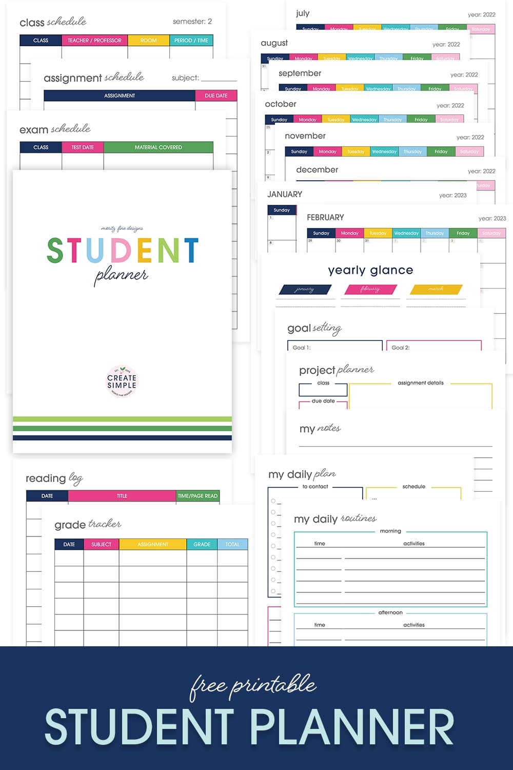 Student Planner Template Free Printable