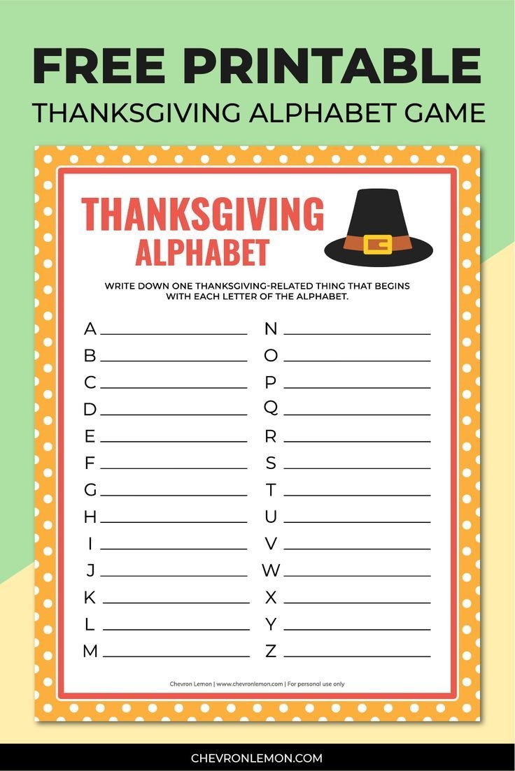 Free Printable Thanksgiving Games For Families