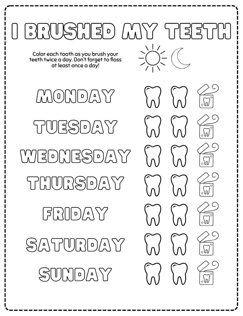 Free Printable Toothbrushing Chart For Kids