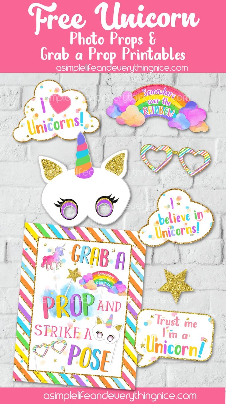 Free Printable Unicorn Photo Props And Grab A Prop Poster
