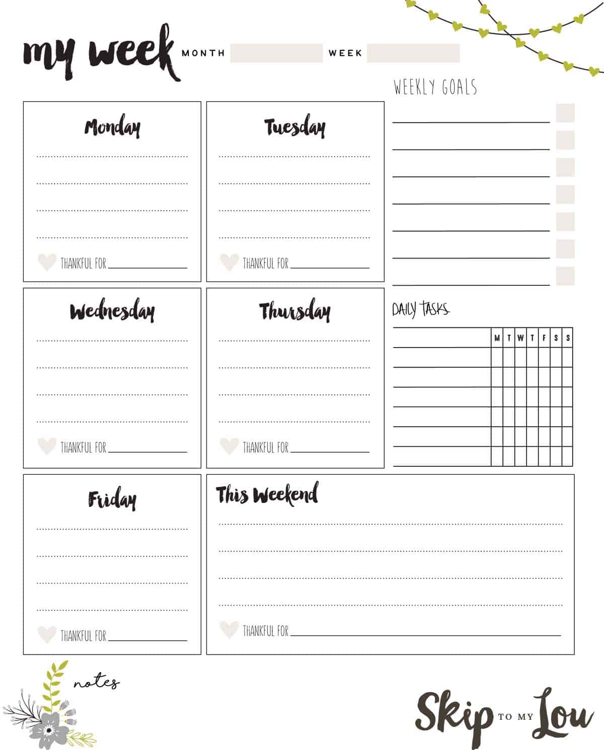 Free Printable Weekly Planner Pages