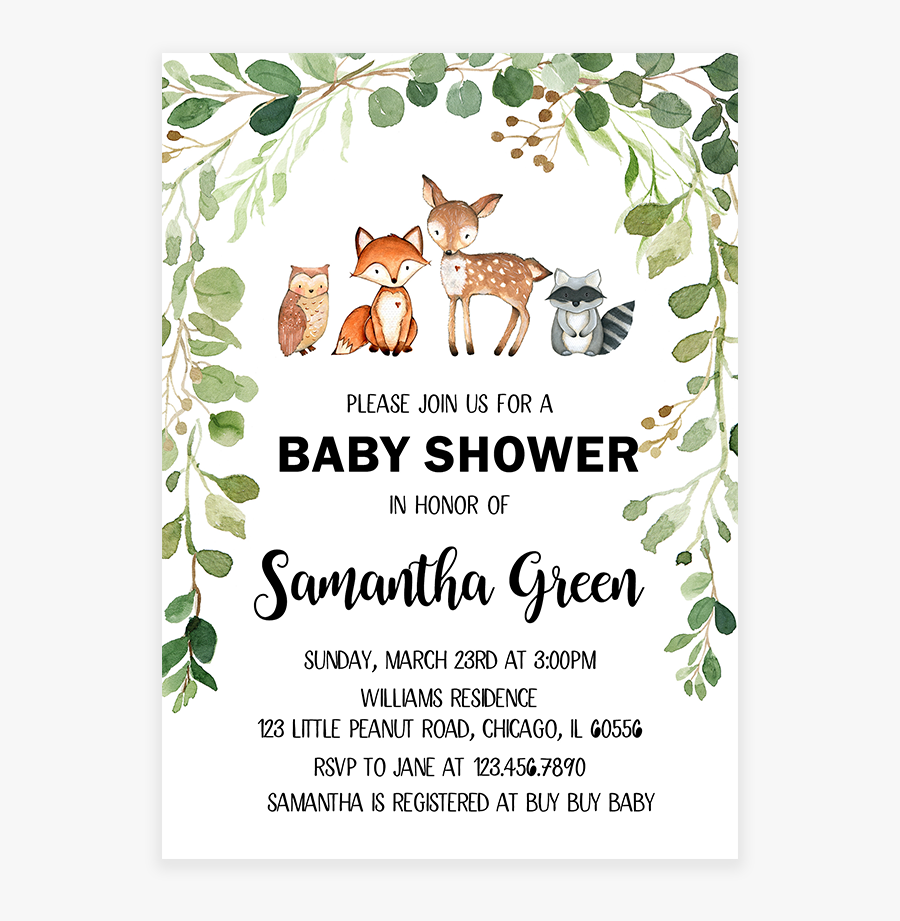 Free Printable Woodland Baby Shower Invitations