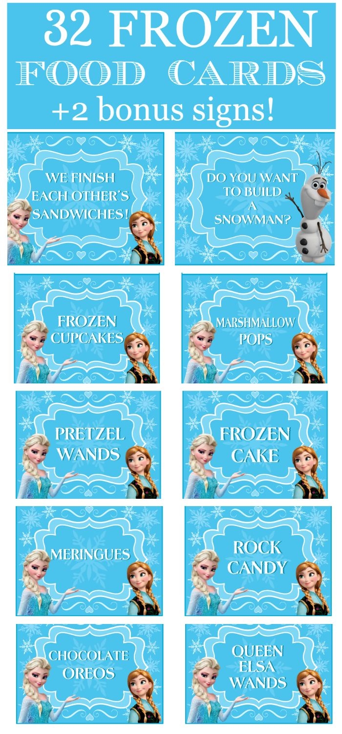 Frozen Party Food Labels Free Printable
