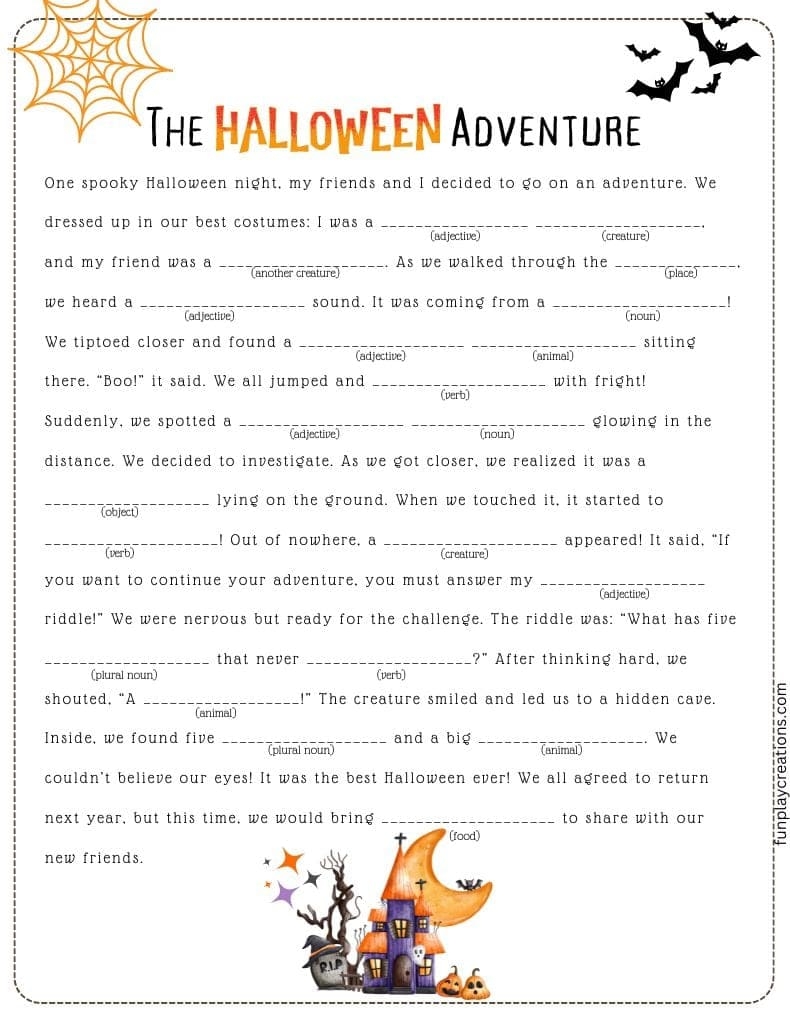 Halloween Mad Libs Printables
