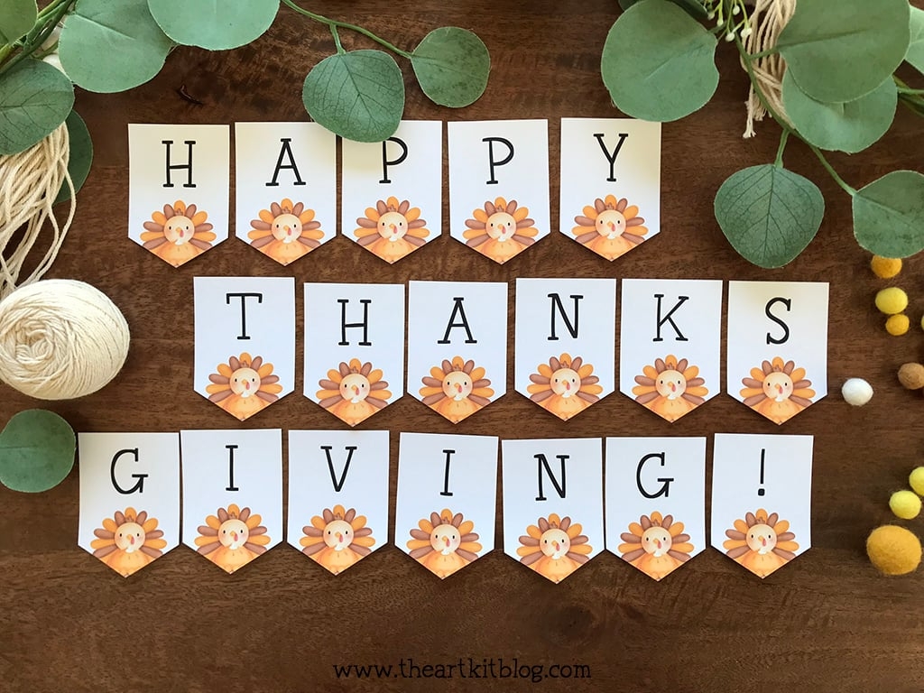 Happy Thanksgiving Banner FREE PRINTABLE The Art Kit