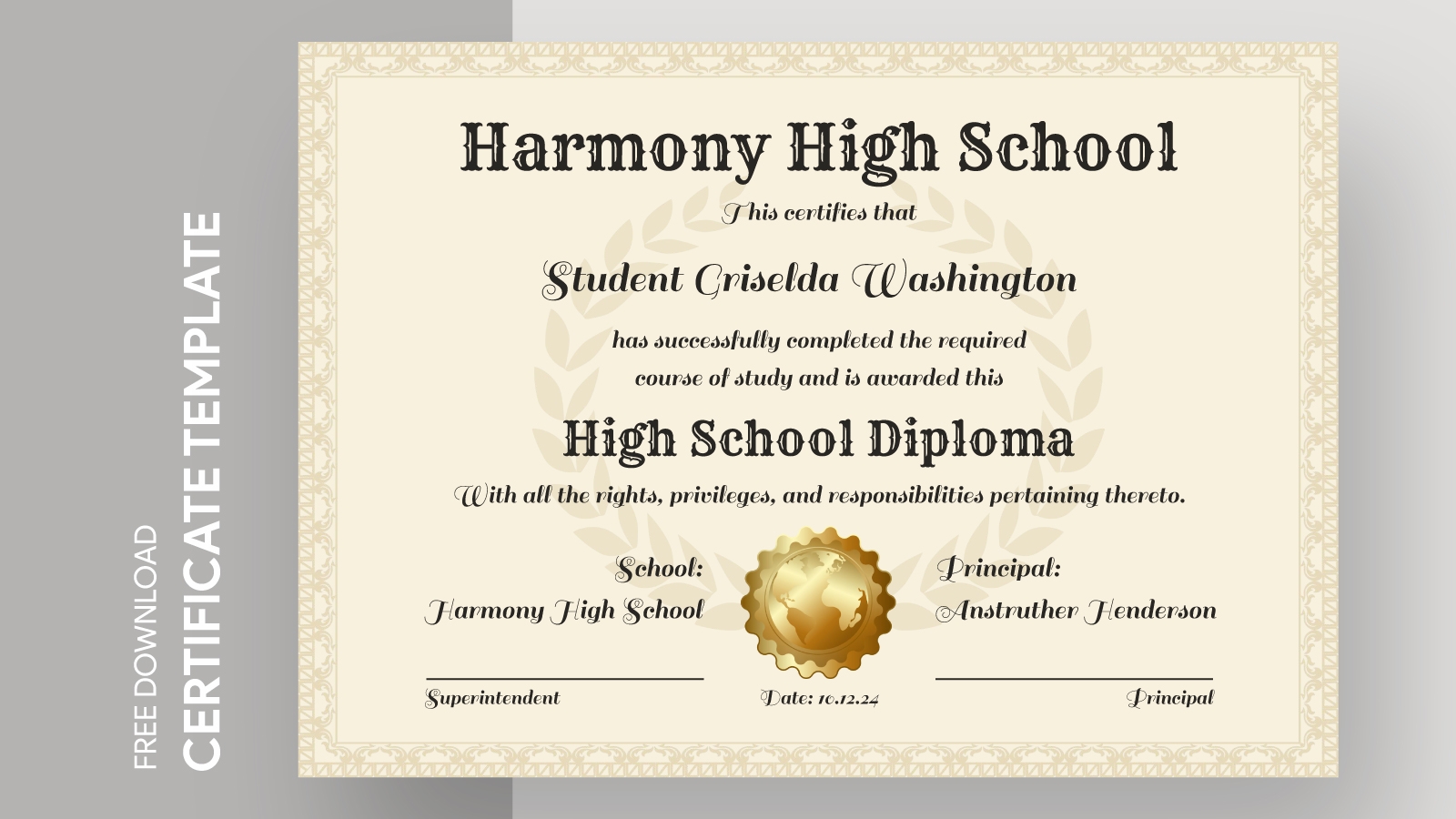 High School Diploma Free Google Docs Template Gdoc io