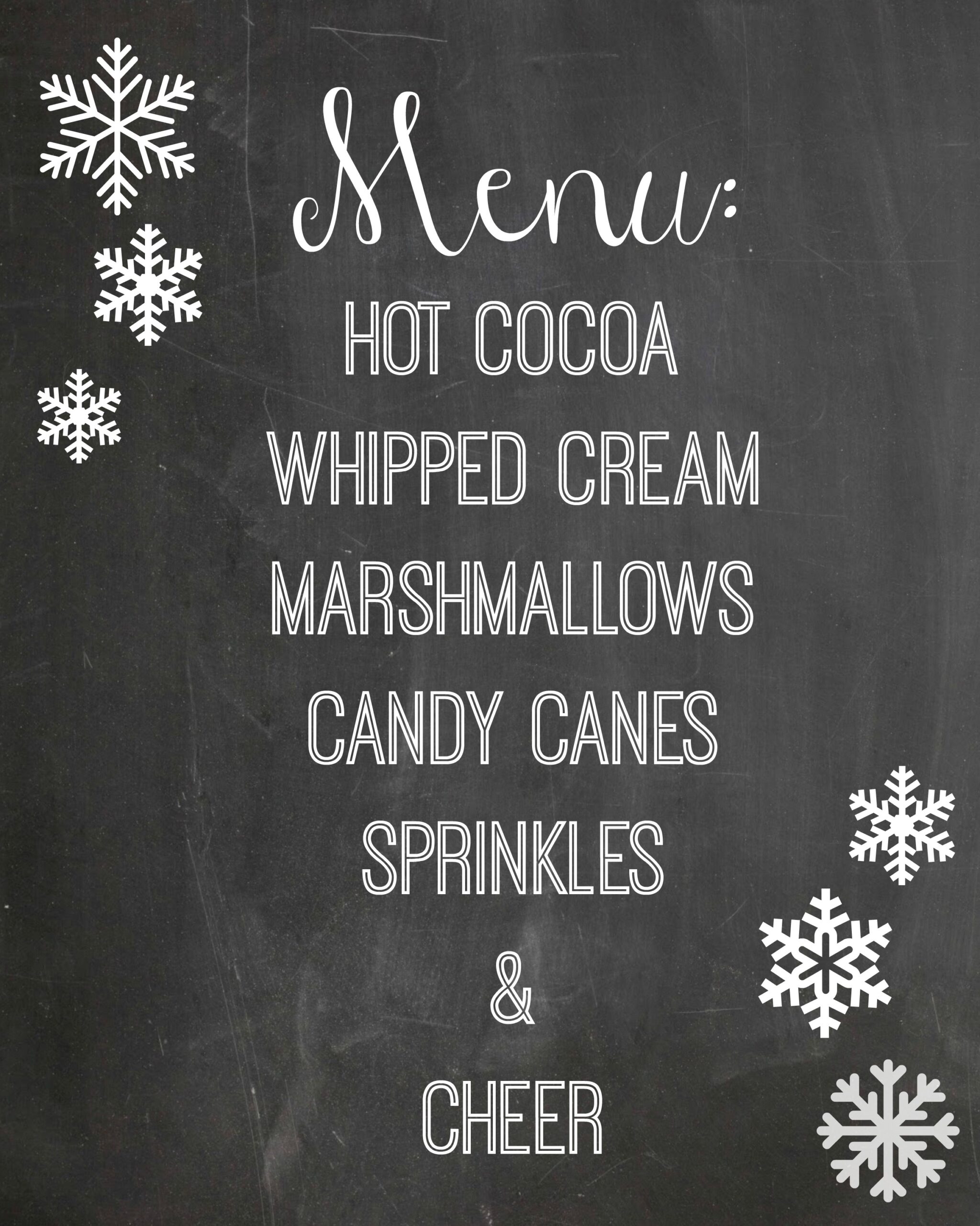 Hot Cocoa Bar Free Printables