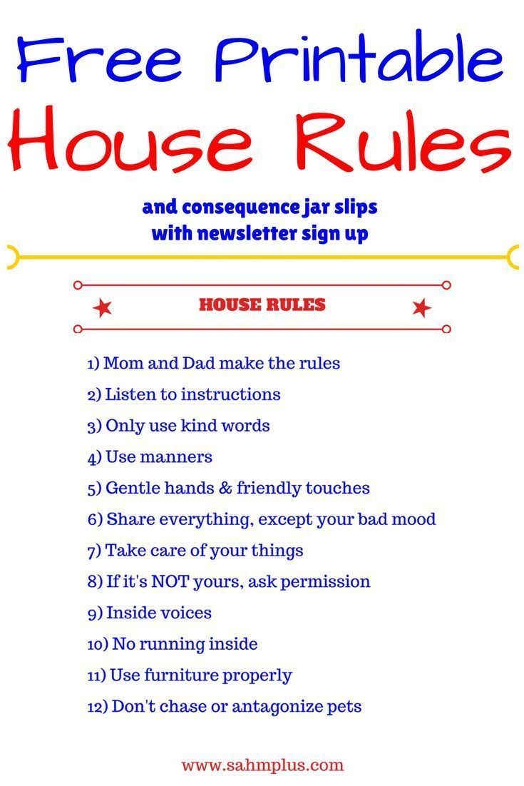 House Rules And Consequences Chart