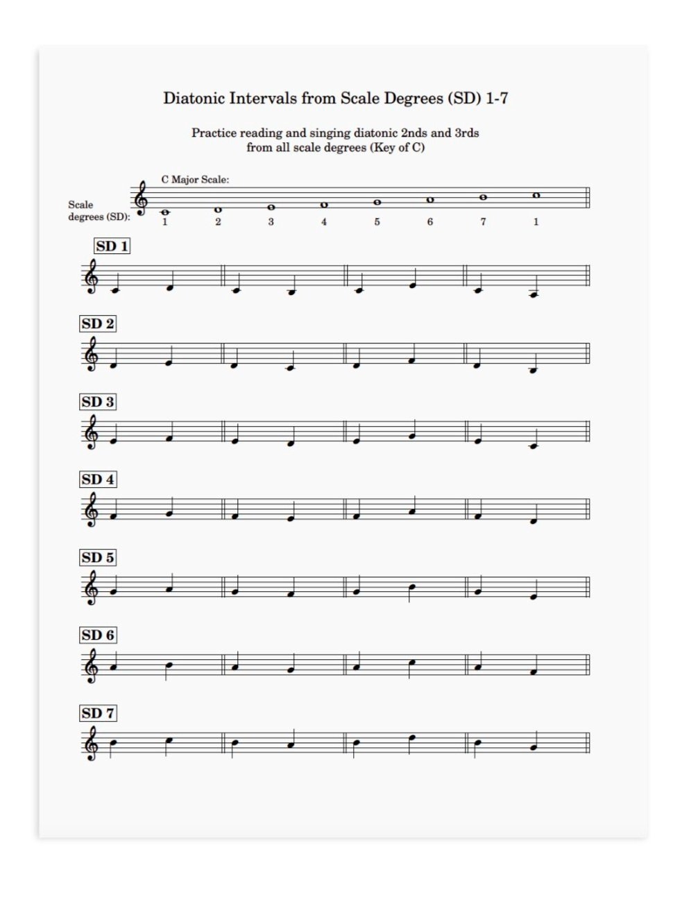 Free Printable Sight Singing Exercises