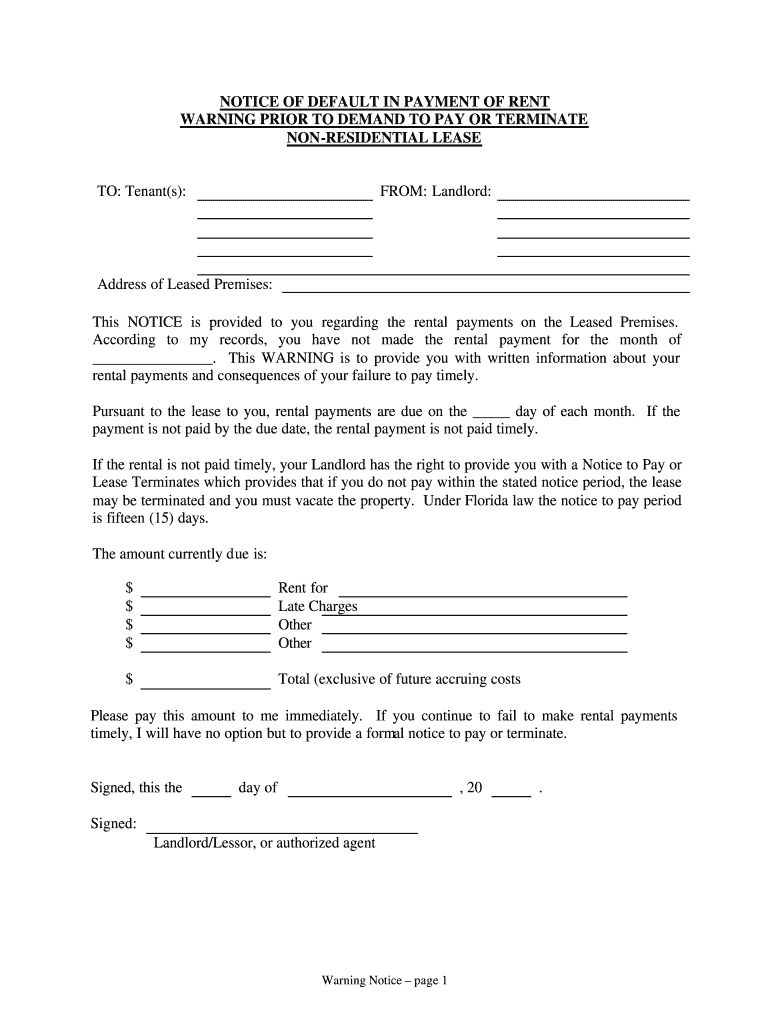 Free Printable Late Rent Notice