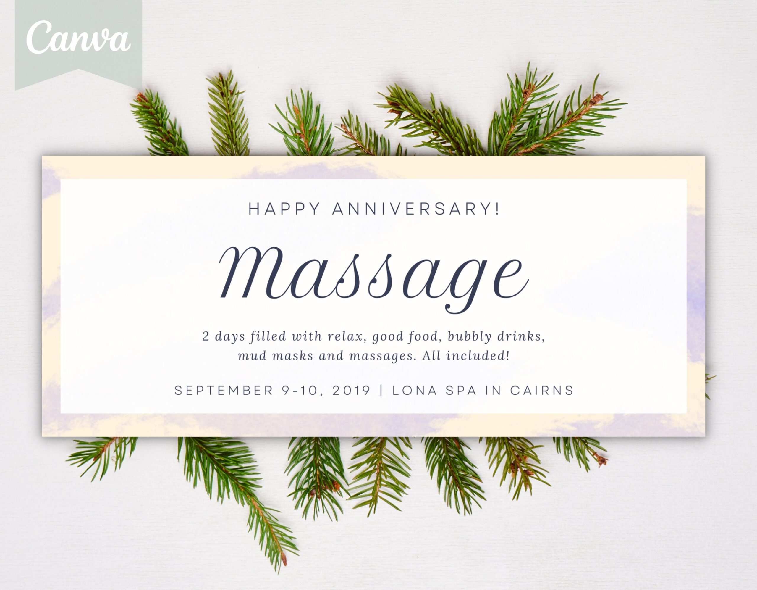 Massage Gift Certificate INSTANT DOWNLOAD EDITABLE Template For Christmas Voucher Voucher Printable Personalized Ticket Birthday Pass Etsy