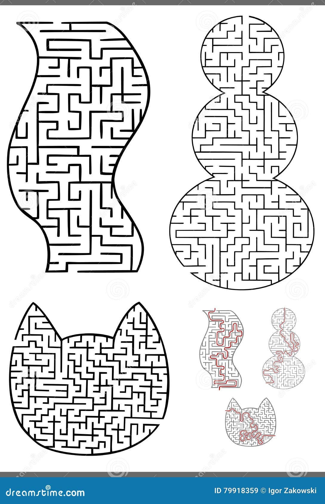 Maze Diagrams Set Stock Vector Illustration Of Collection 79918359