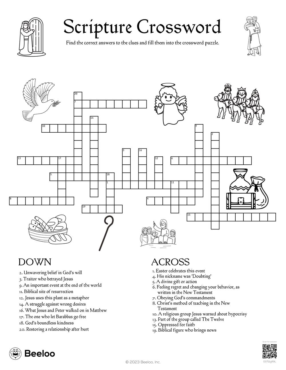 New Testament themed Crossword Puzzles Beeloo Printable Crafts And Activities For Kids