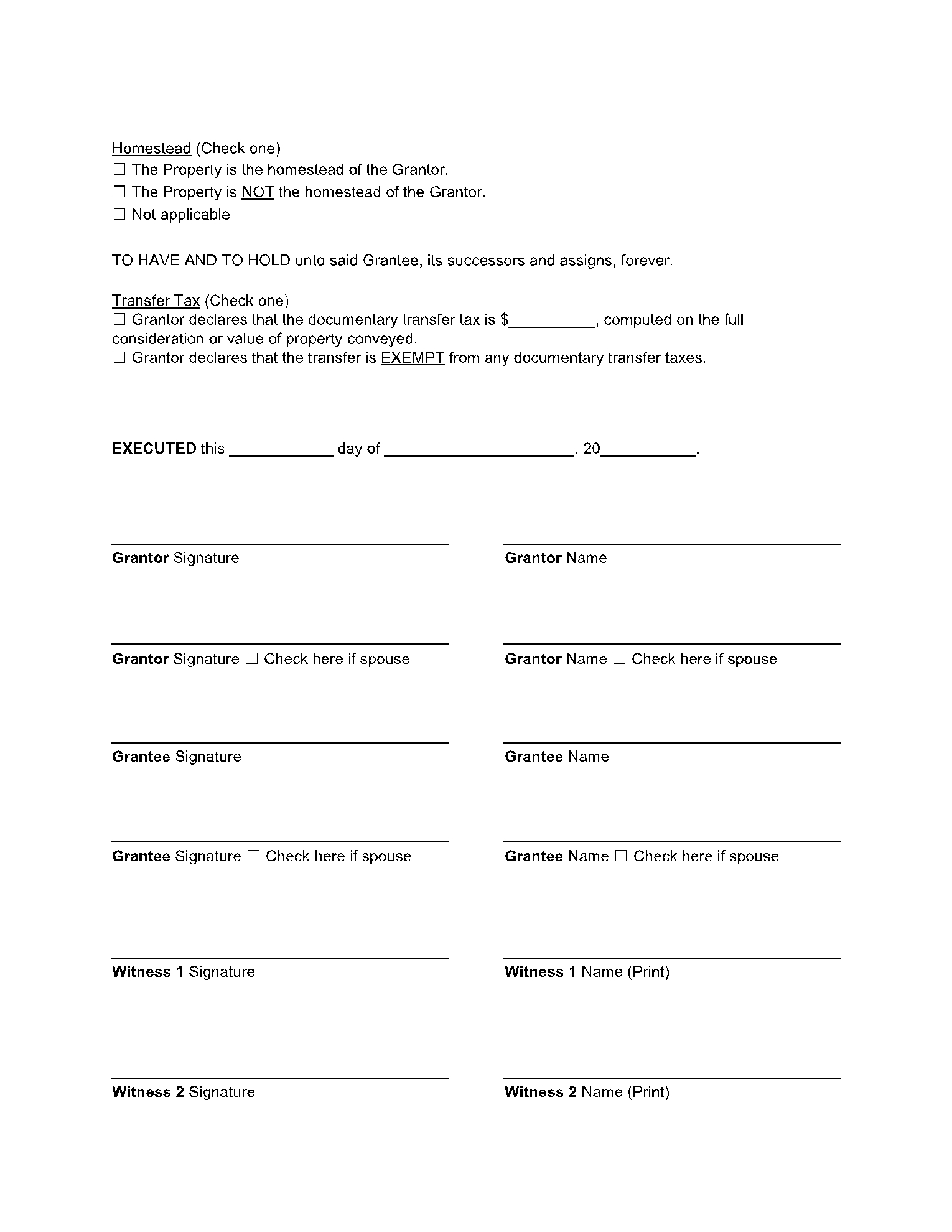 Free Printable Quit Claim Deed Ohio