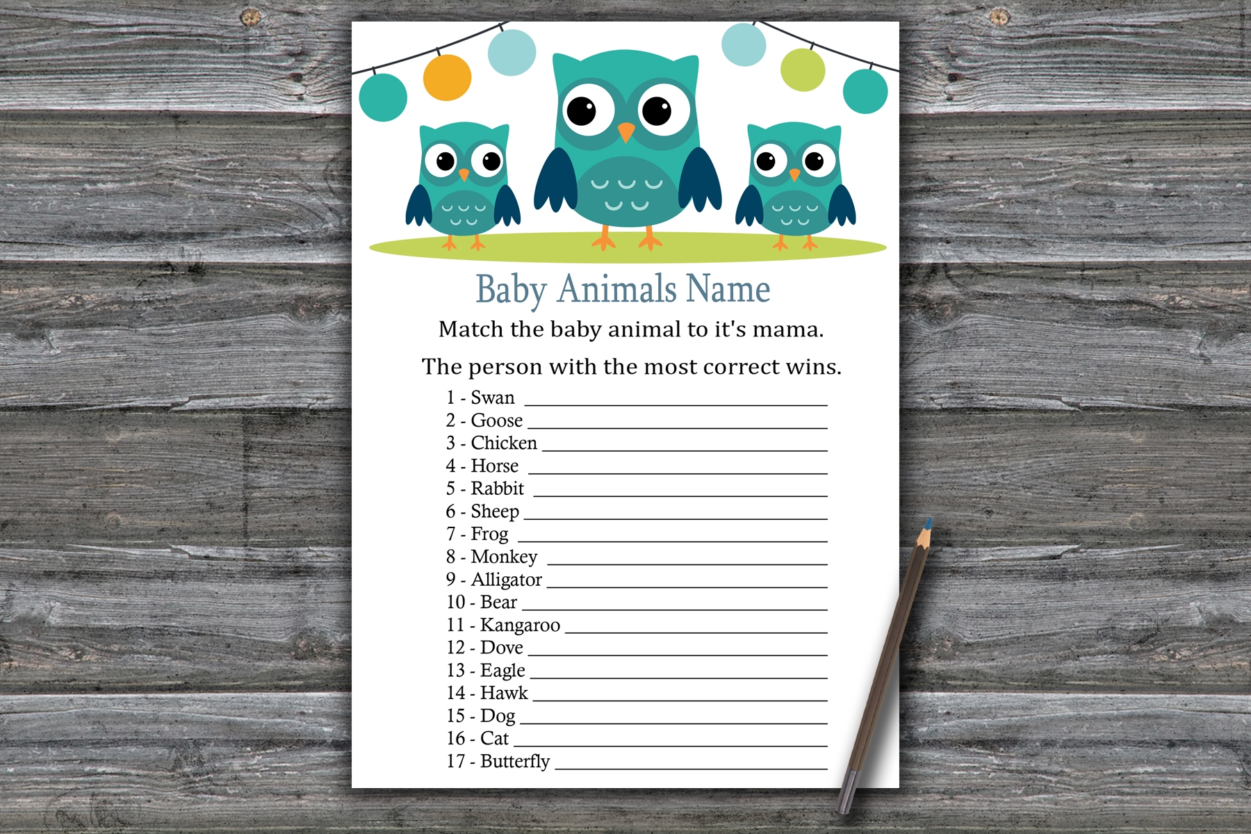 Free Printable Owl Baby Shower Games