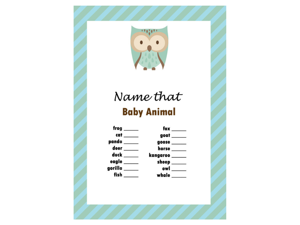 Owl Baby Shower Games Set Magical Printable