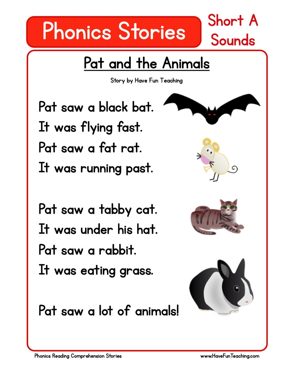 Short Vowel Stories Free Printable