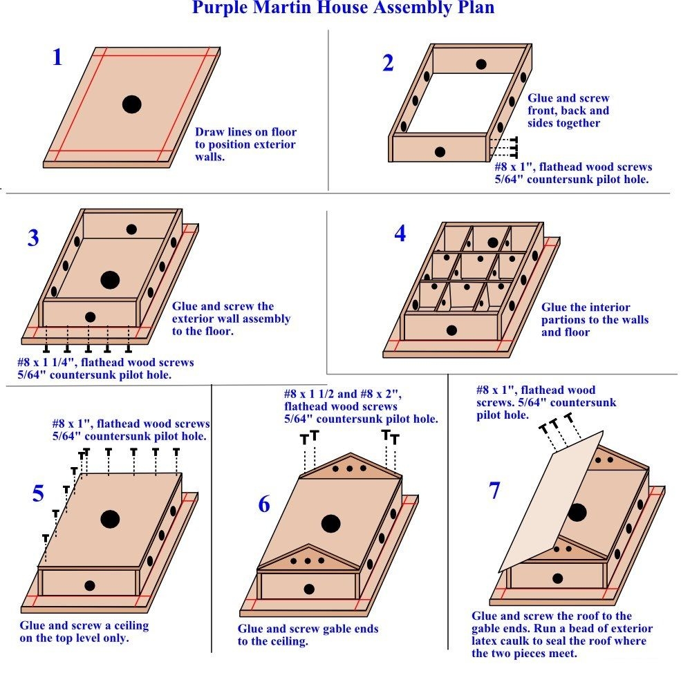 Plans And Directions To Build Purple Martin Houses