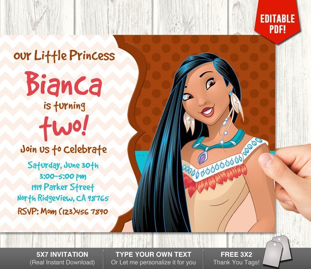Pocahontas Invitation My Party Templates