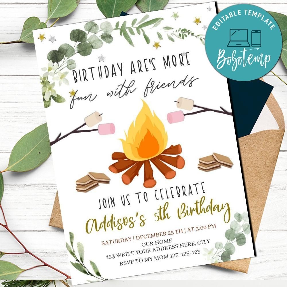 Free Printable Camping Birthday Party Invitations