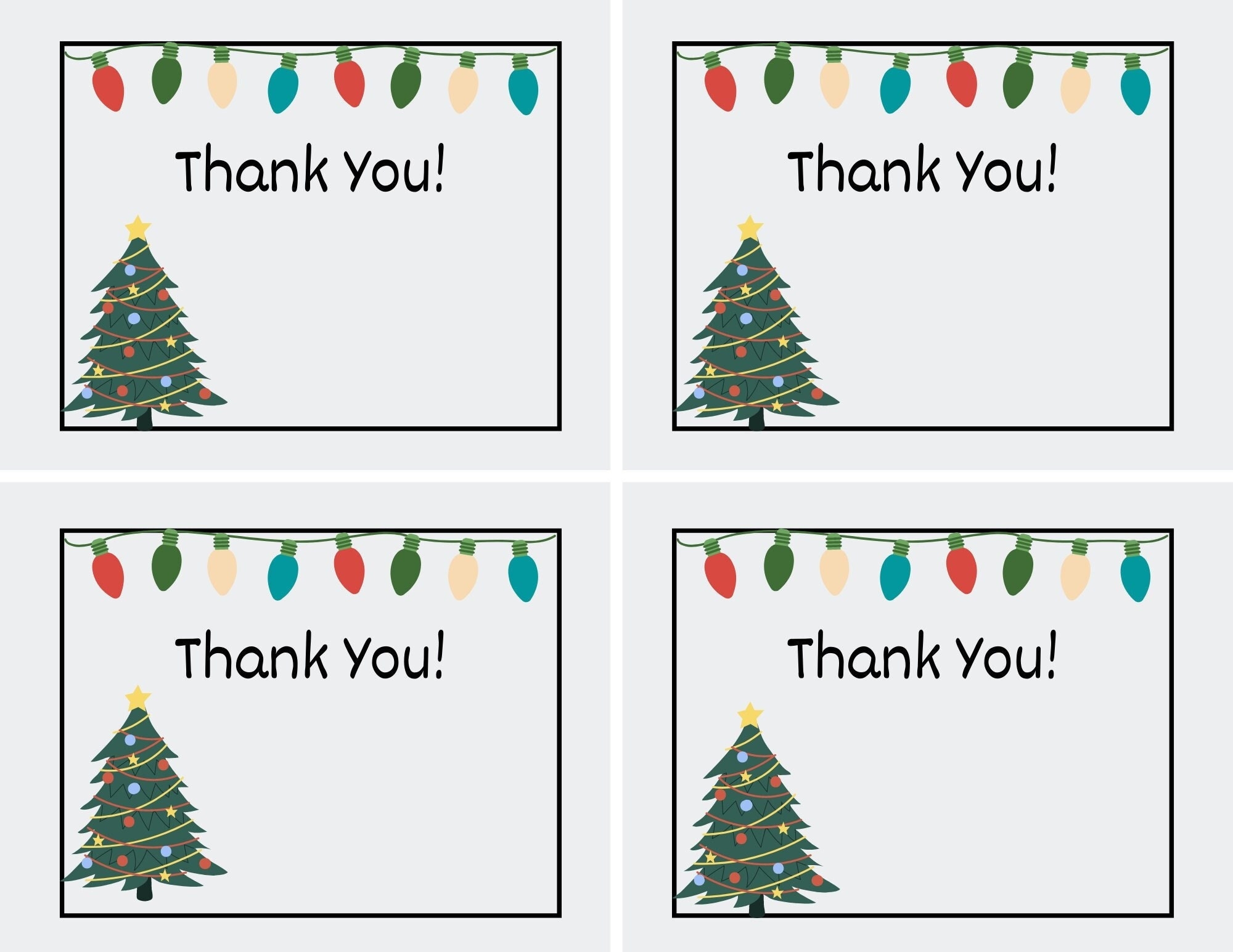 Free Printable Christmas Thank You Notes