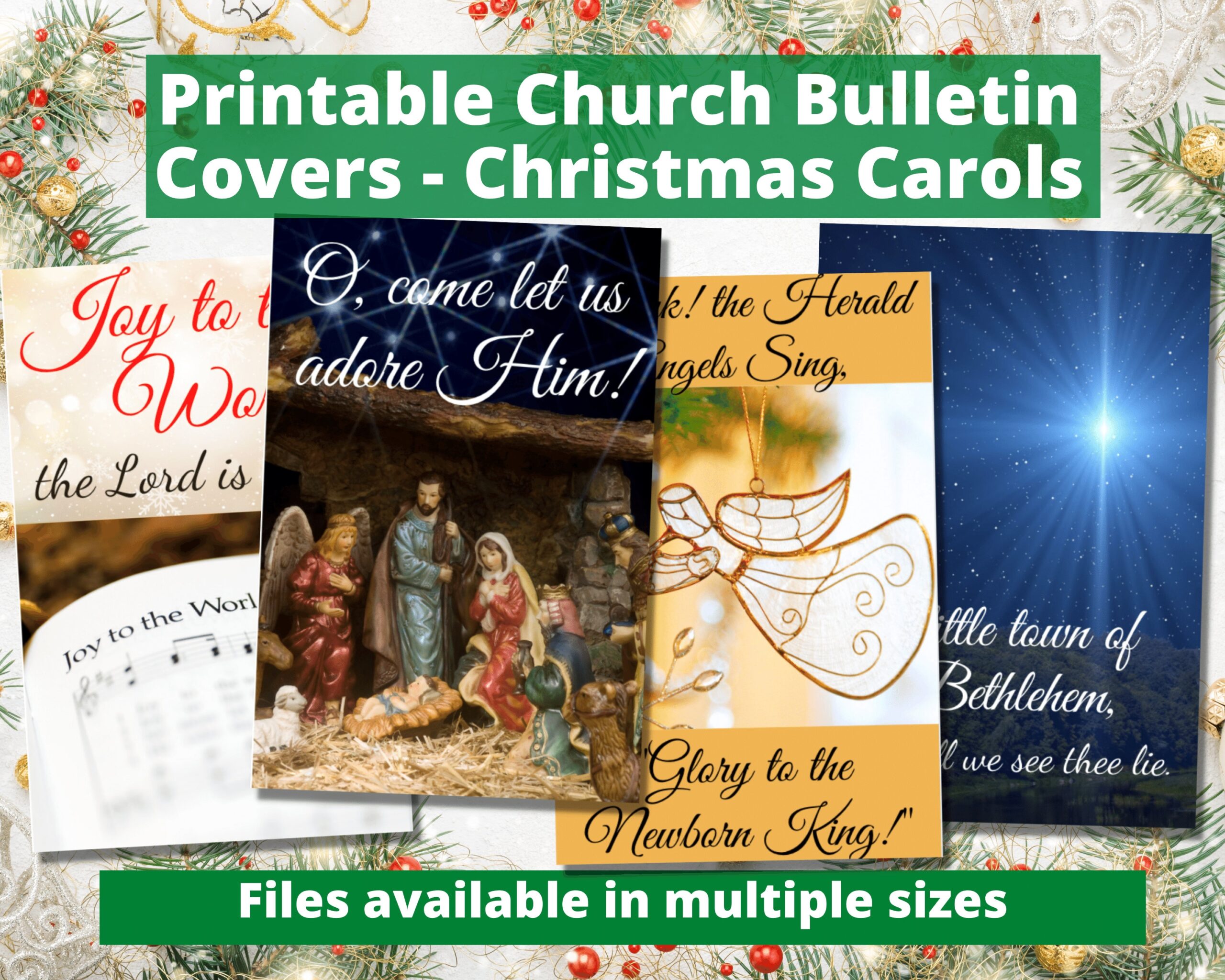 Printable Church Bulletin Covers Christmas Carols Multiple Sizes Digital Download Etsy
