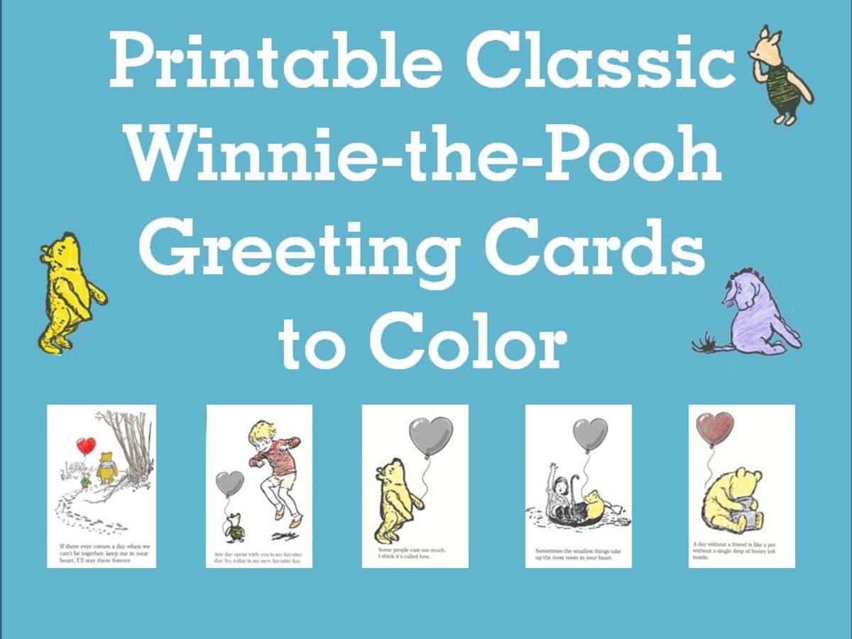 Printable Classic Winnie the Pooh Friendship Greeting Cards To Color HubPages