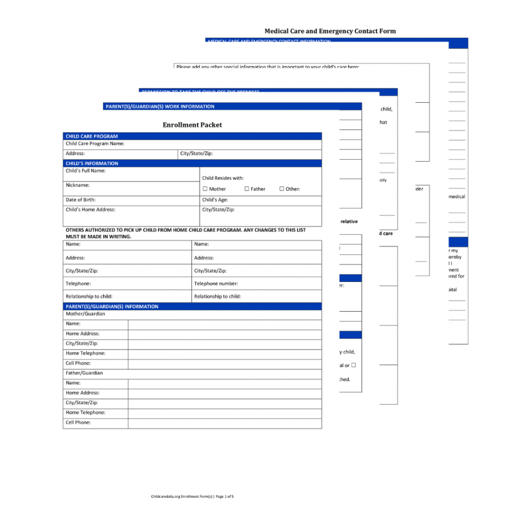 Free Printable Child Care Forms
