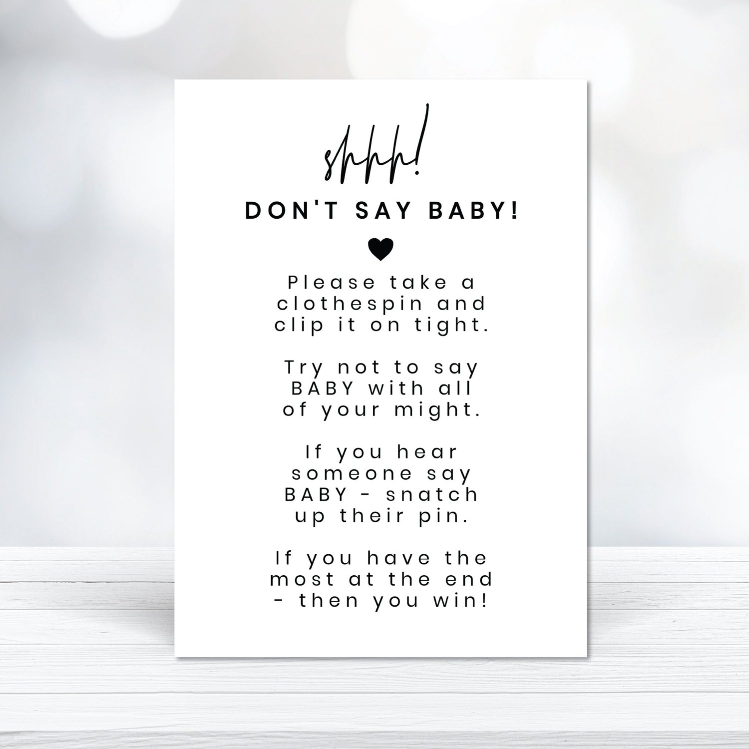 Printable Don t Say Baby Shower Game Sign Digital Download