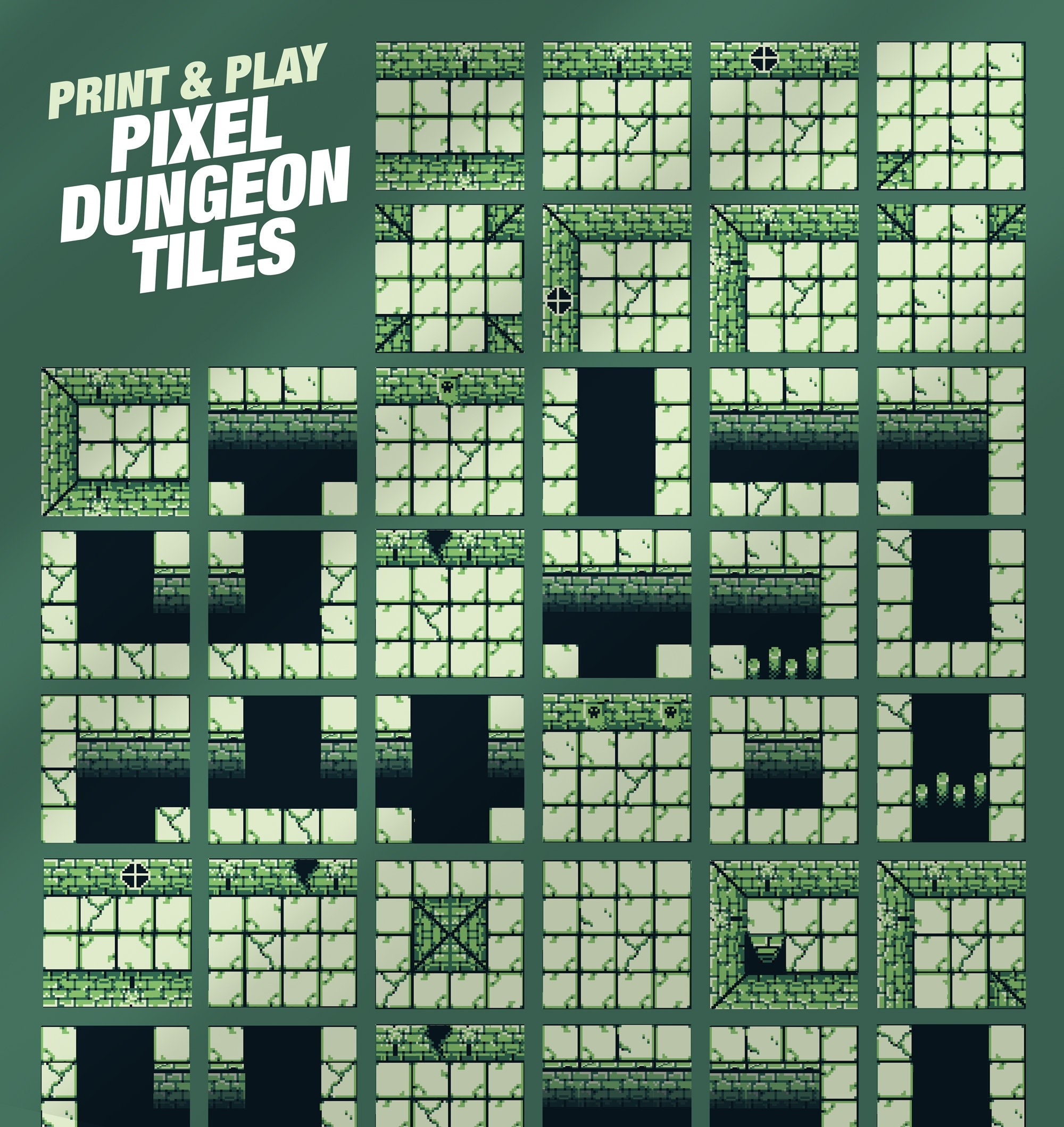 Printable Dungeon Tiles Design Your Own Pixel Style Adventure For Dnd Pathfinder Rotation Rumble Or Any Other RPG Etsy