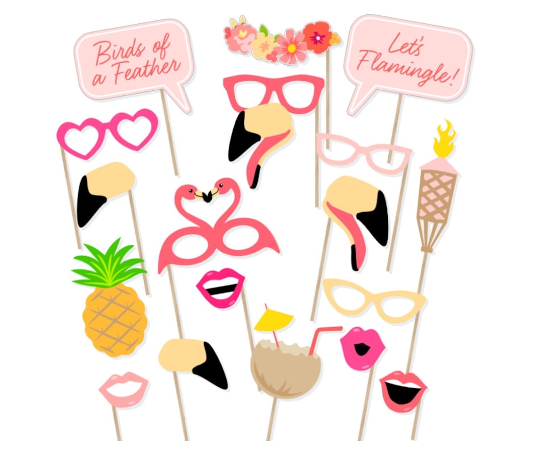 Printable Flamingo Party Photo Booth Props Flamingo Photobooth Props Flamingo Printable Props Flamingle Party Tropical Pool Party Etsy