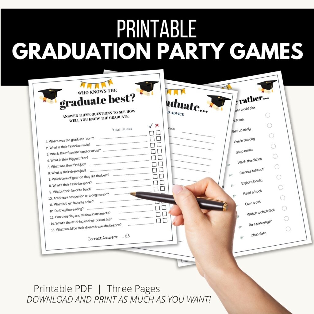 Printable Graduation Games Add A Little Adventure