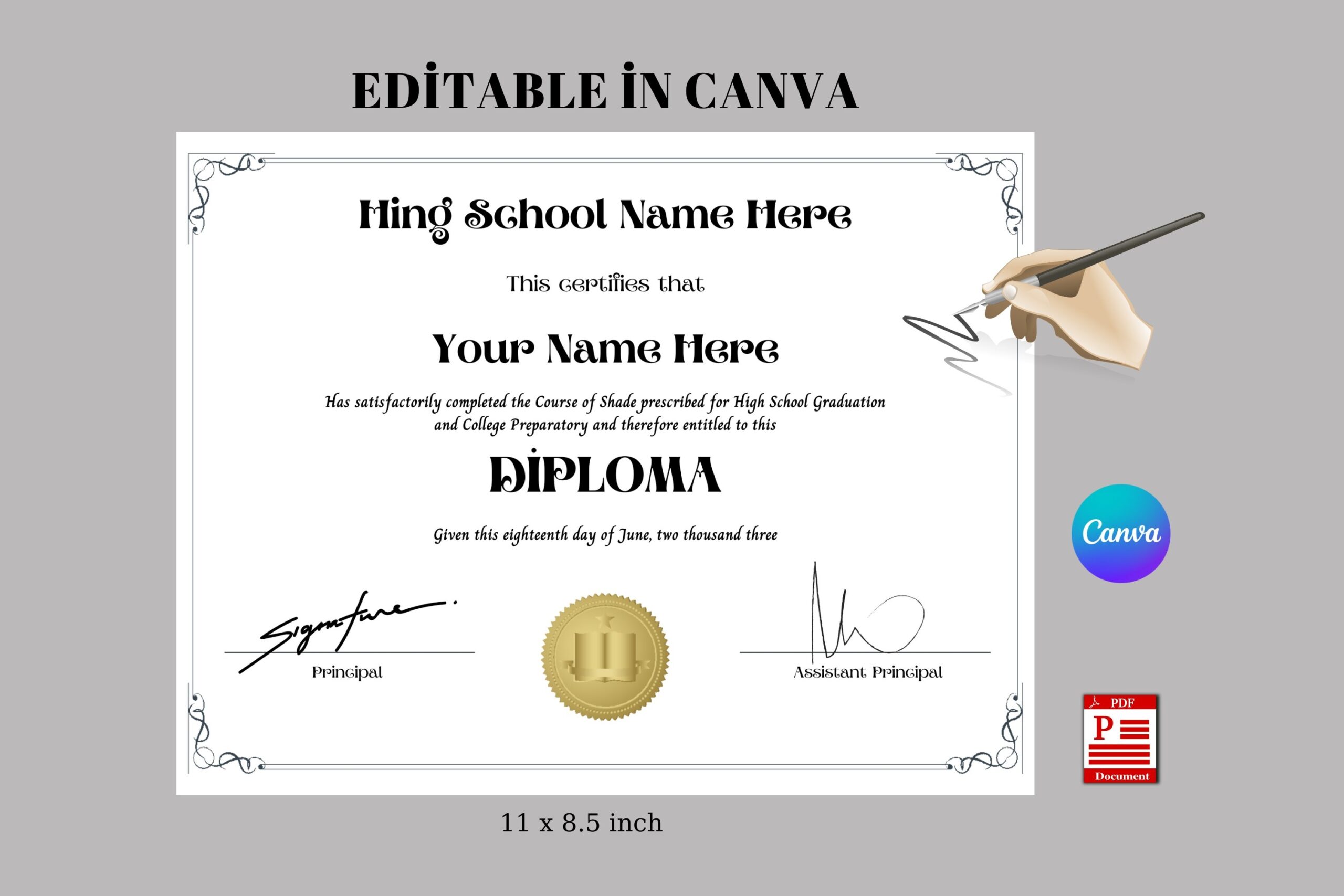 Free Printable High School Diploma Templates