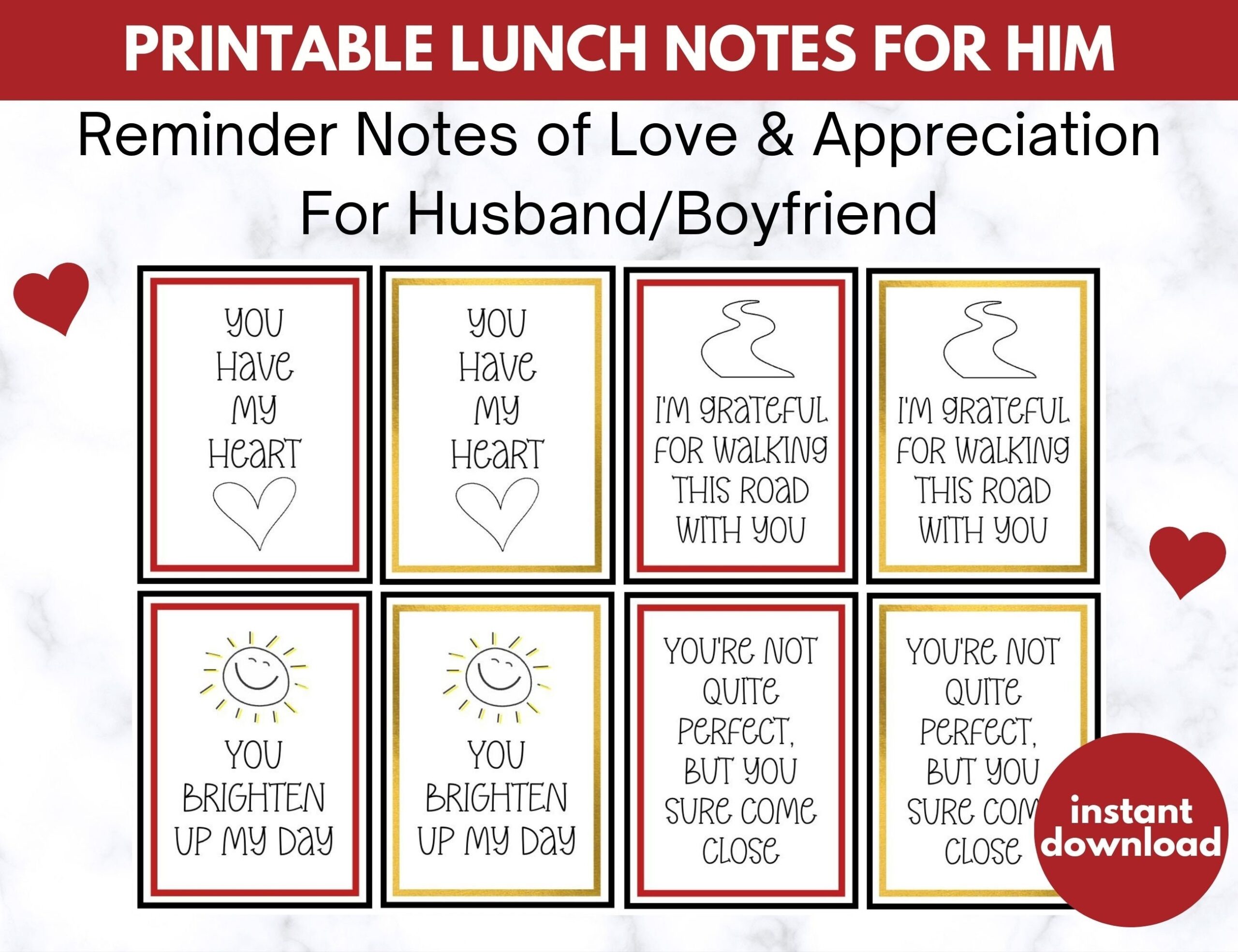 Free Printable Lunchbox Notes For Husband