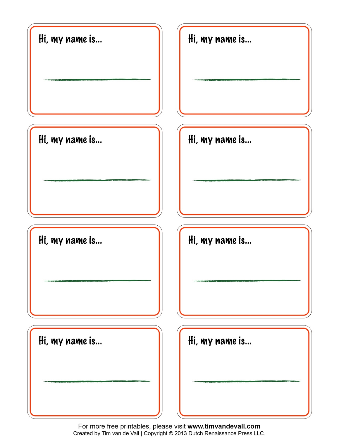 Name Tag Template Free Printable Word
