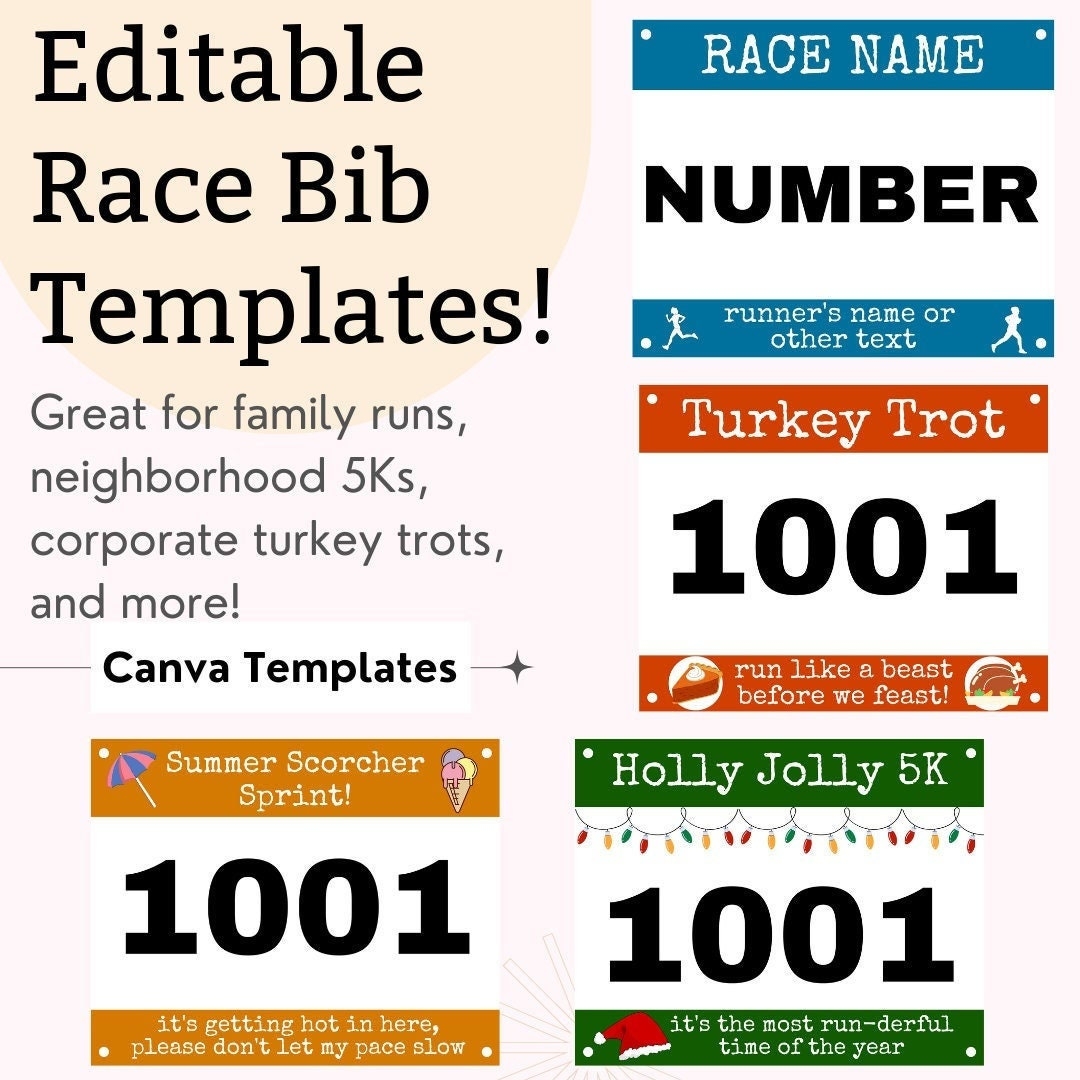 Printable Race Bib Template Editable Running Bib Canva Template Etsy New Zealand