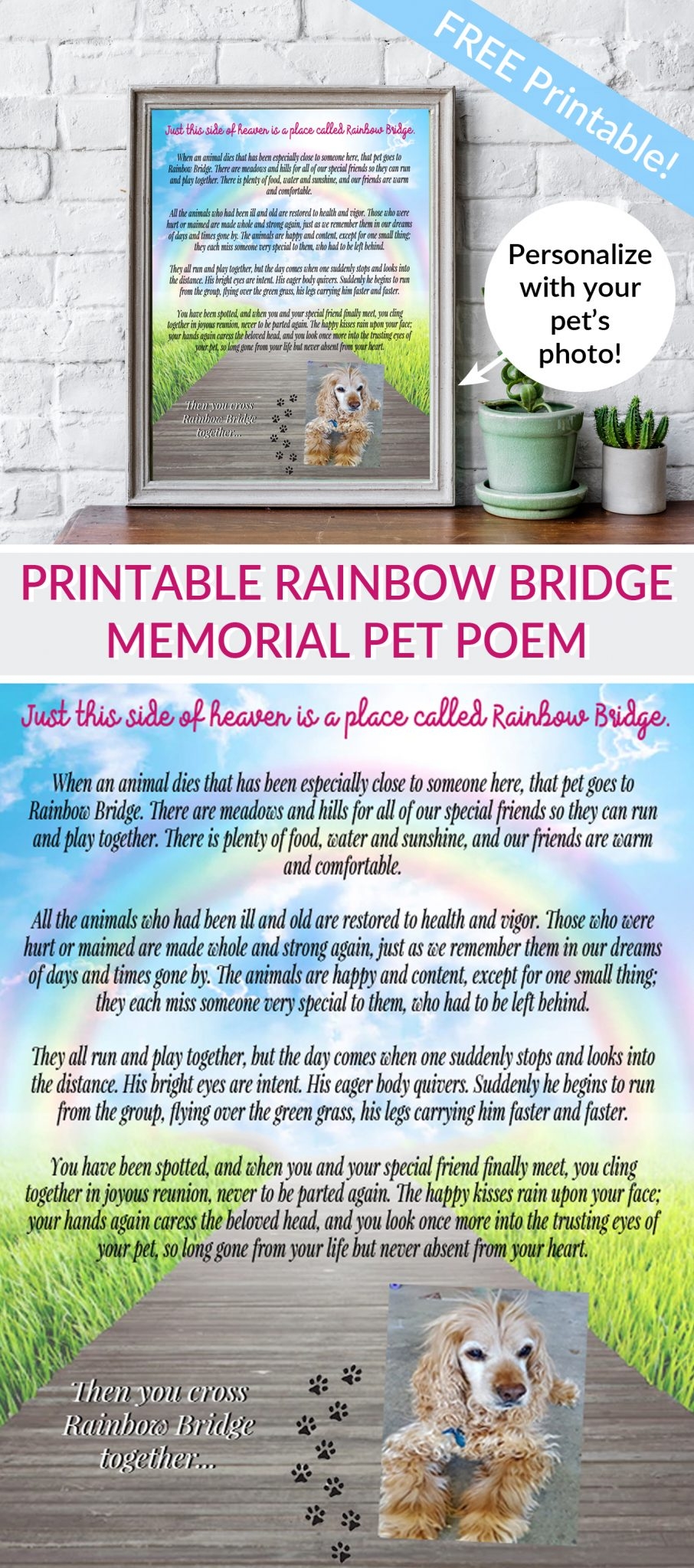 Free Printable Rainbow Bridge Poem