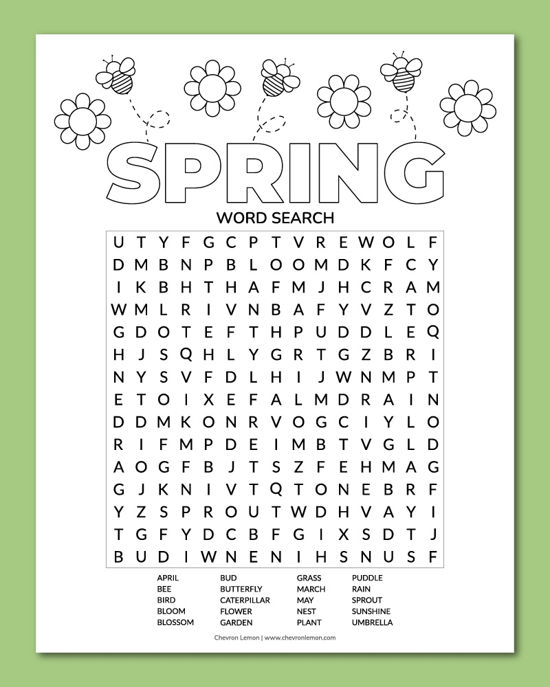 Free Printable Spring Word Search