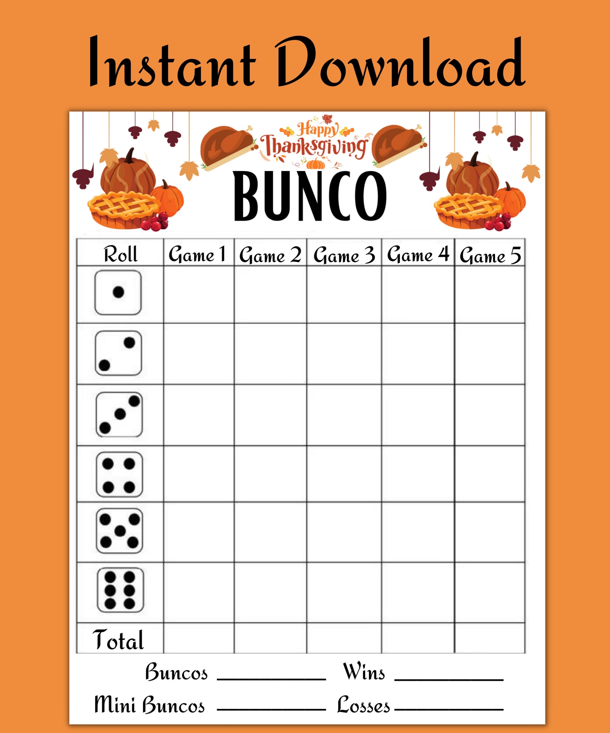 Free Printable Fall Bunco Score Sheets