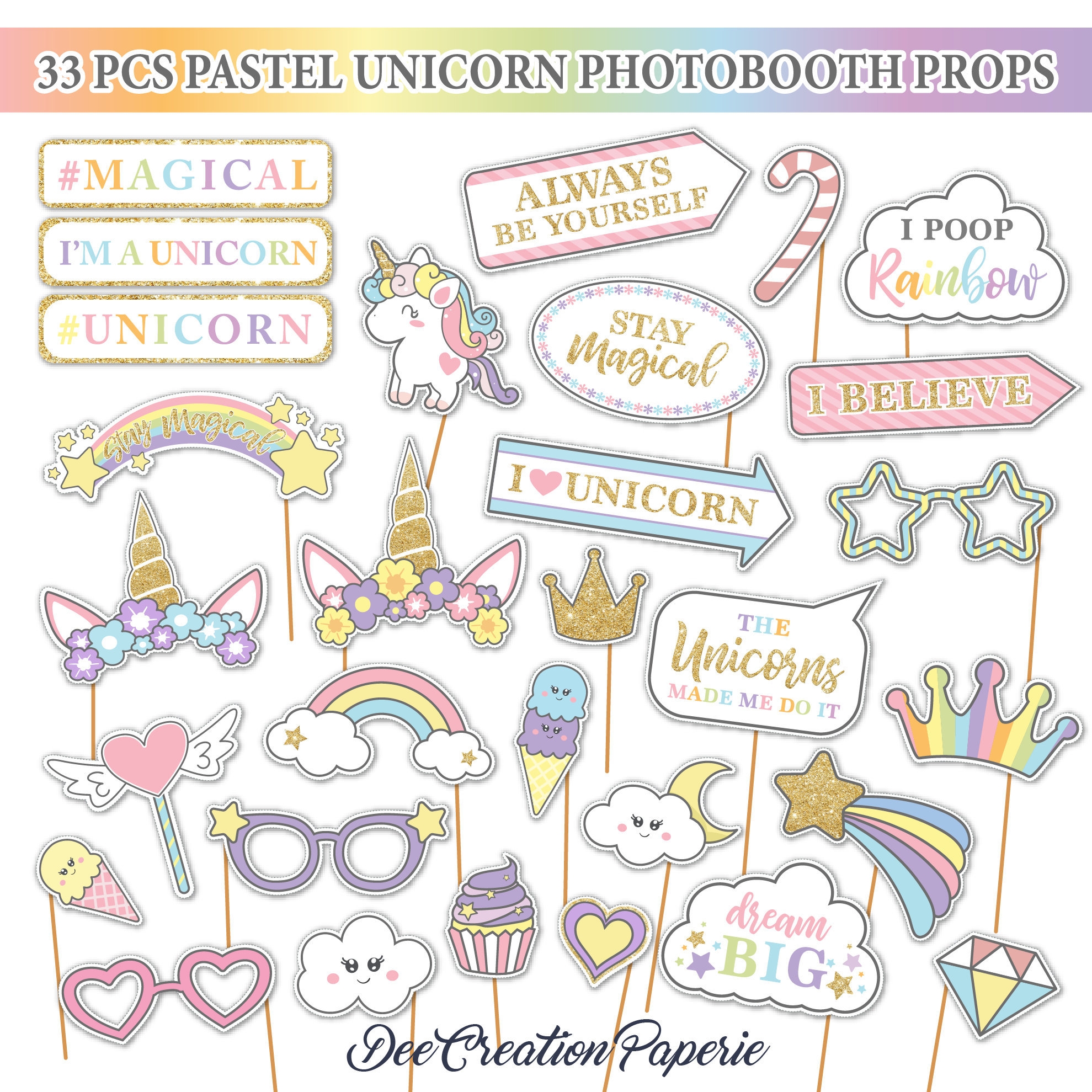 Free Printable Unicorn Photo Booth Props