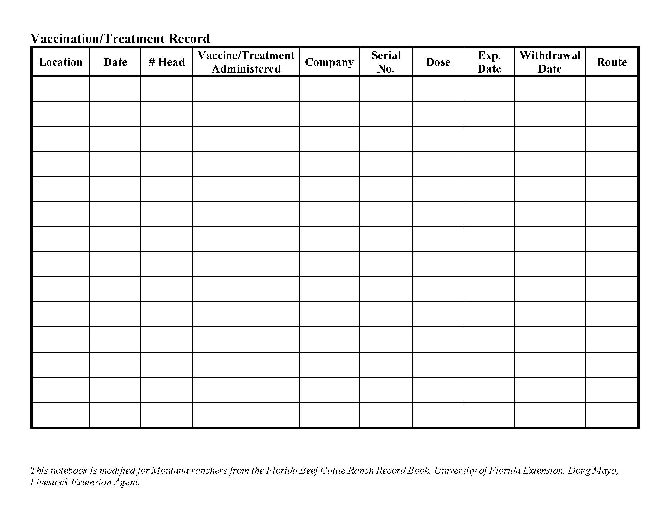 Free Printable Cattle Record Keeping Forms