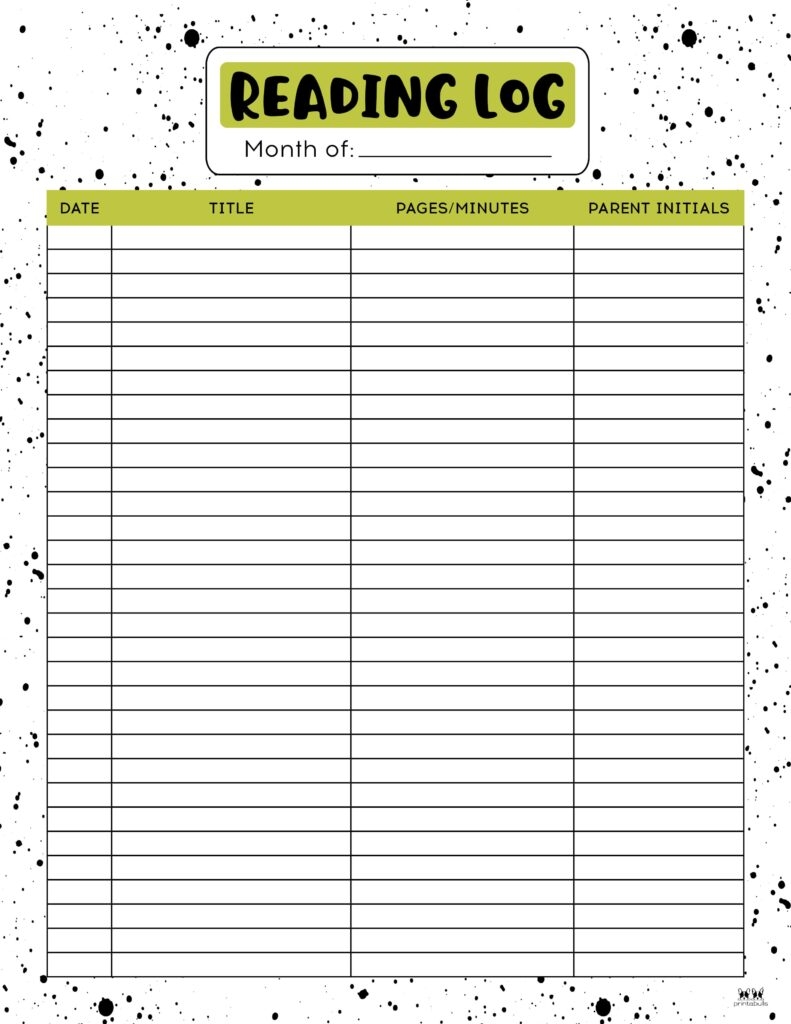 Free Printable Reading Logs For Kindergarten