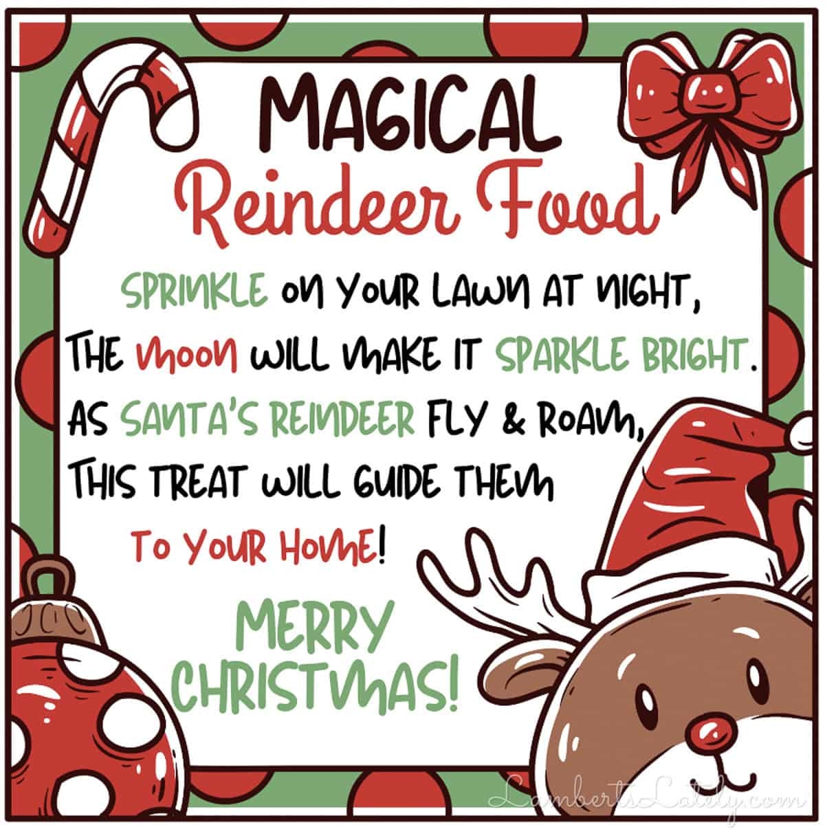 Printable Free Printable Reindeer Food Labels