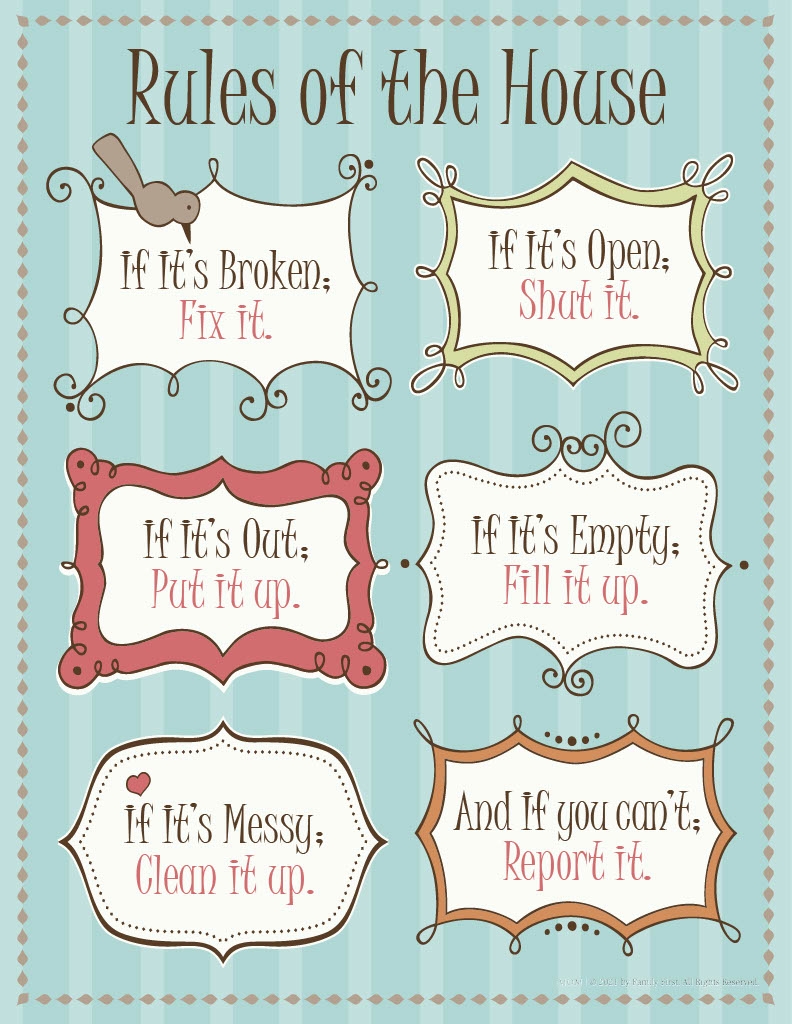 Free Printable House Rules Chart