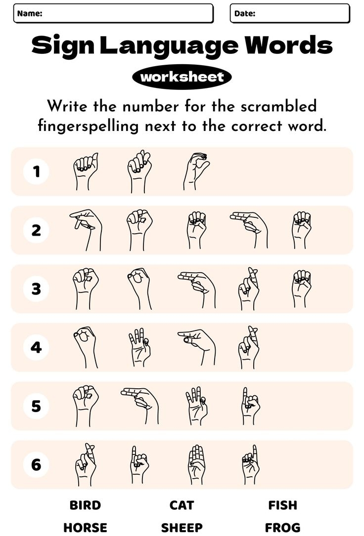Free Printable Sign Language Words