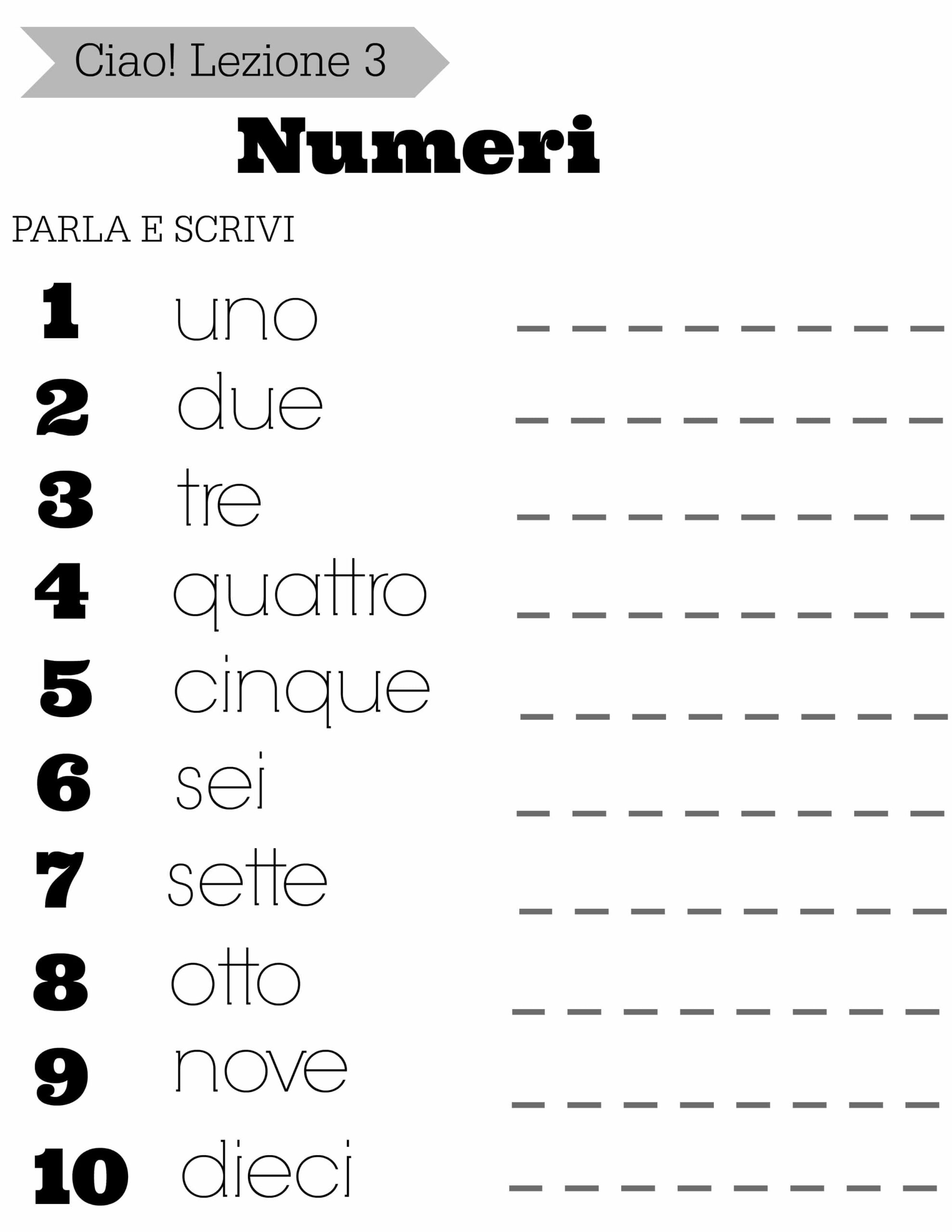 Italian Activity Sheet Free Printables