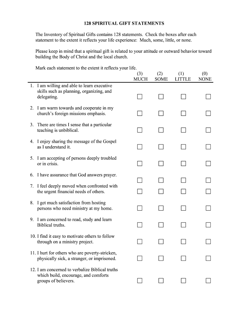 Spiritual Gift Test Pdf Fill Online Printable Fillable Blank PdfFiller