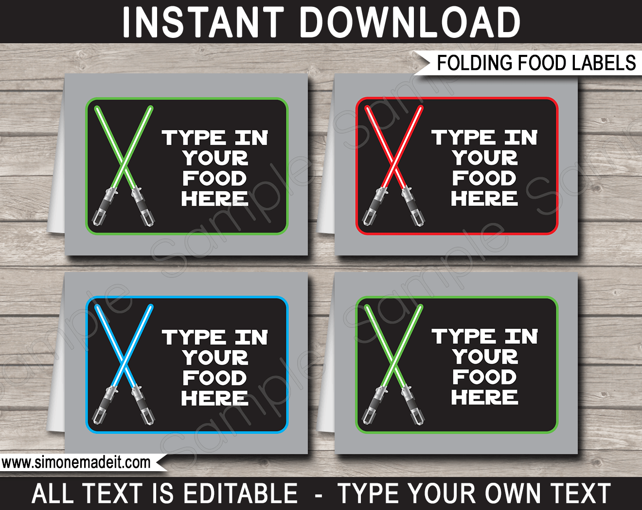 Star Wars Party Food Labels Template Printable Birthday Party Decoration